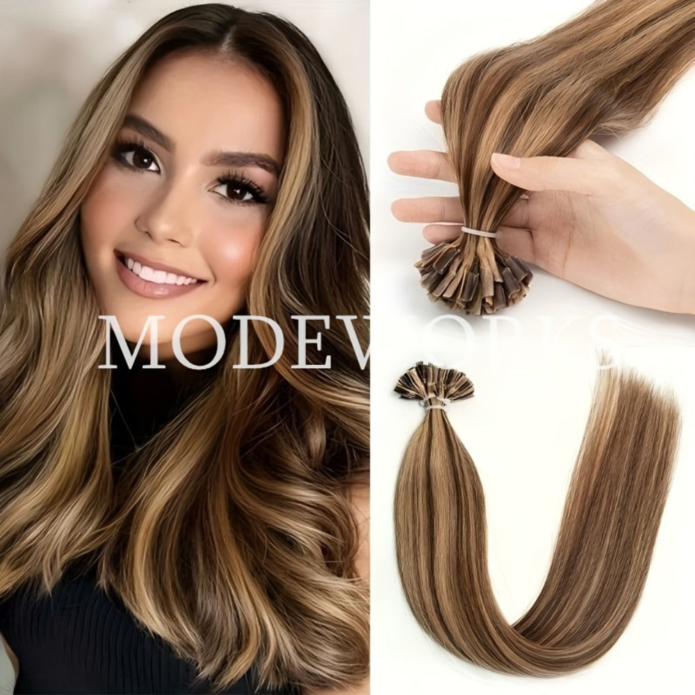 U-Tip Wavy Hair Extensions in 12, 14, 16, 18 or 20 Inch Lengths and 11 Protected Color Labels