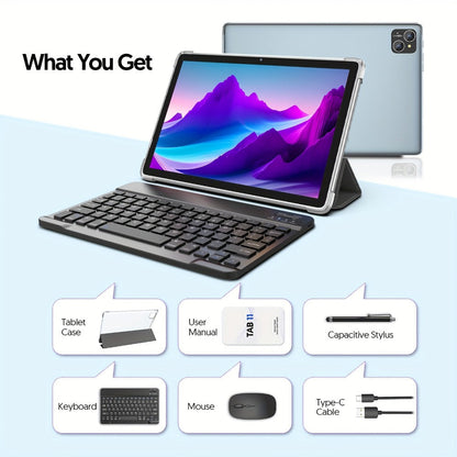 Android Tablet 10 or 11-Inch with Android 14, 8GB Total RAM, 128GB Internal Storage and 8000mAh Battery