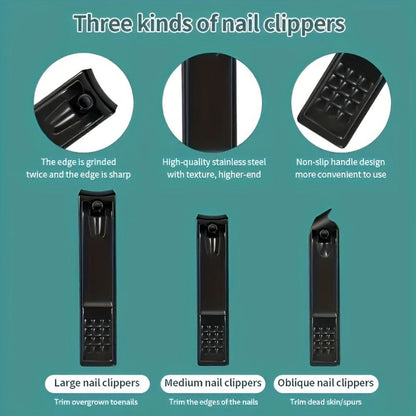 Nail Grooming Tool Case with 10-, 17- or 24-Piece Set Options and Black-and-Red Interior for Home and Travel