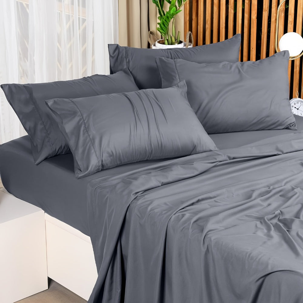 Bamboo-Blend-Style Fitted Sheet in Seven Colors and Twin, Full, Queen or King Checkout Sizes