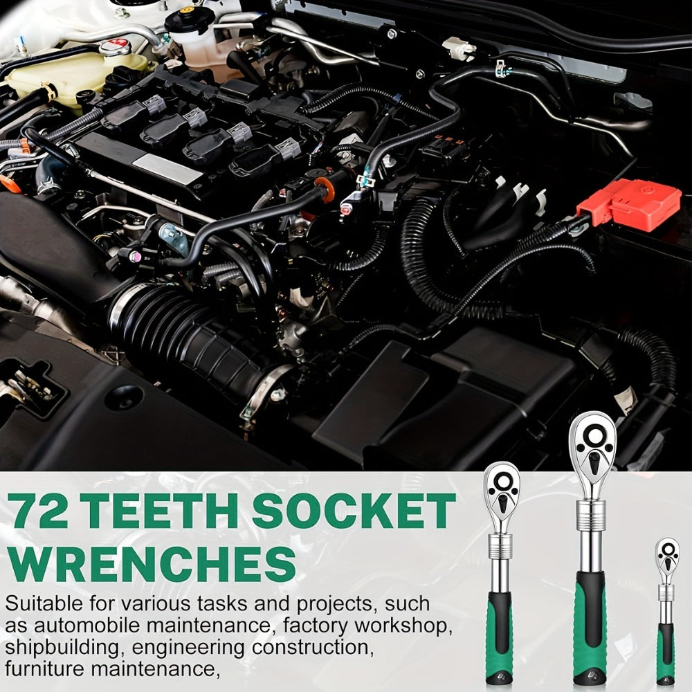 Three-Piece Ratchet Handle Set with 1/4, 3/8 and 1/2-Inch Drives, 72- or 24-Tooth Options Pictured