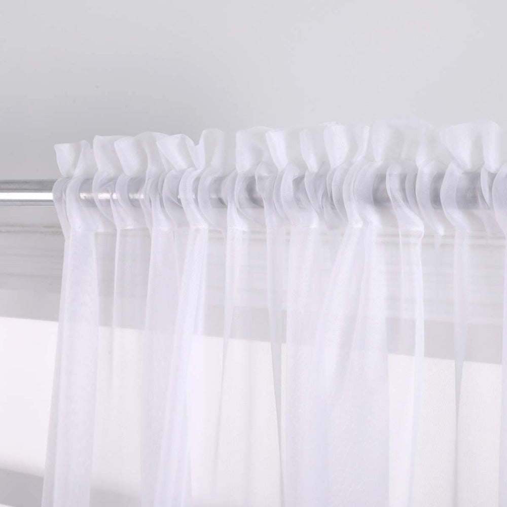Two-Panel Solid Sheer Curtains with Rod-Pocket Header, Seven Colors and Four Size Configurations
