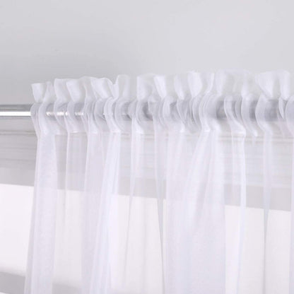 Two-Panel Solid Sheer Curtains with Rod-Pocket Header, Seven Colors and Four Size Configurations