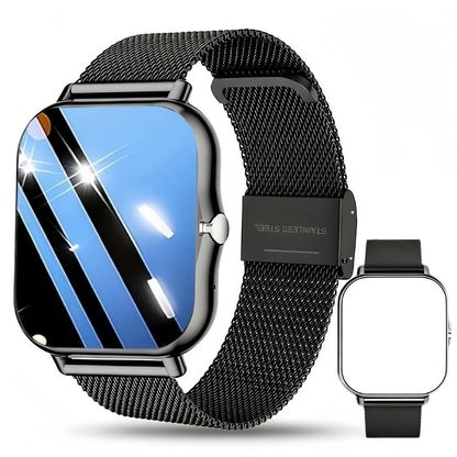 Calling Smartwatch for Men Women Heart Rate Monitor Sleep Tracker Multiple Sport Modes Music Control Weather IP67 Waterproof Magnetic Charging Android iPhone Compatible – Black Pink Silver Gold