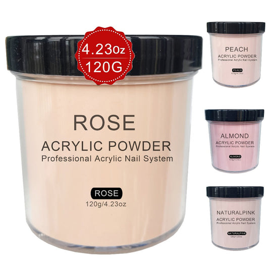Acrylic Nail Powder 4oz Formaldehyde-Free Rose Peach Almond Natural Pink Shades Professional System for Nail Extensions Sculpting 3D Nail Art Overlay - No Lamp Needed Nail Tech Supplies