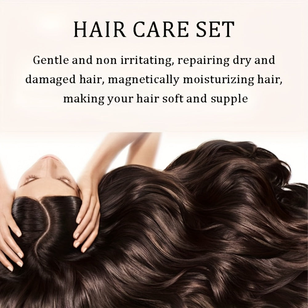 Argan Oil Hair Care Kit 4pcs for Women — Keratin & Moroccan Oil Deep Moisturizing Set with Conditioner, Hair Mask, Essential Oil & Scalp Brush, Repairs Split Ends for Softer Smoother Hair