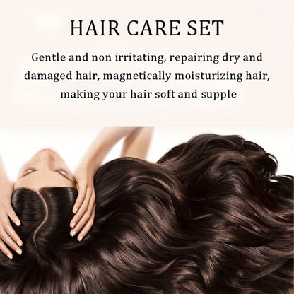 Argan Oil Hair Care Kit 4pcs for Women — Keratin & Moroccan Oil Deep Moisturizing Set with Conditioner, Hair Mask, Essential Oil & Scalp Brush, Repairs Split Ends for Softer Smoother Hair