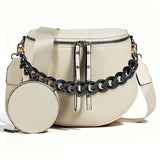 【Beige + Glossy Black Chain】