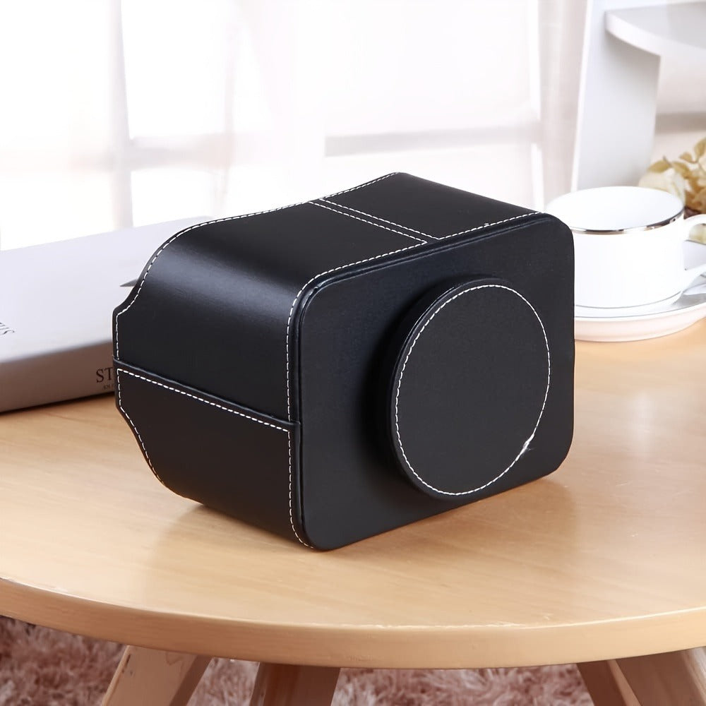 360° Swivel Remote Control Holder with 5 Compartments – PU Leather Desktop Organizer Caddy for TV Remotes, Phones, Glasses, Cosmetics & Stationery, Rotating Storage Box for Home Office Nightstand