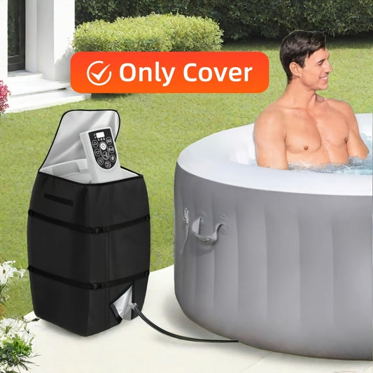 Hot Tub Pump Cover Insulated | Spa Heater Protector Outdoor Black