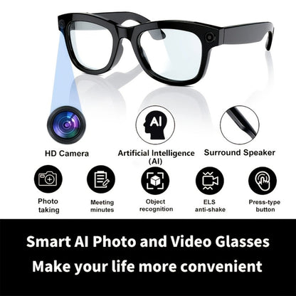 Smart Glasses 8MP 1080P Camera Eyewear with Bluetooth 5.4, Wi-Fi, Built-In Audio and Two Lens Options