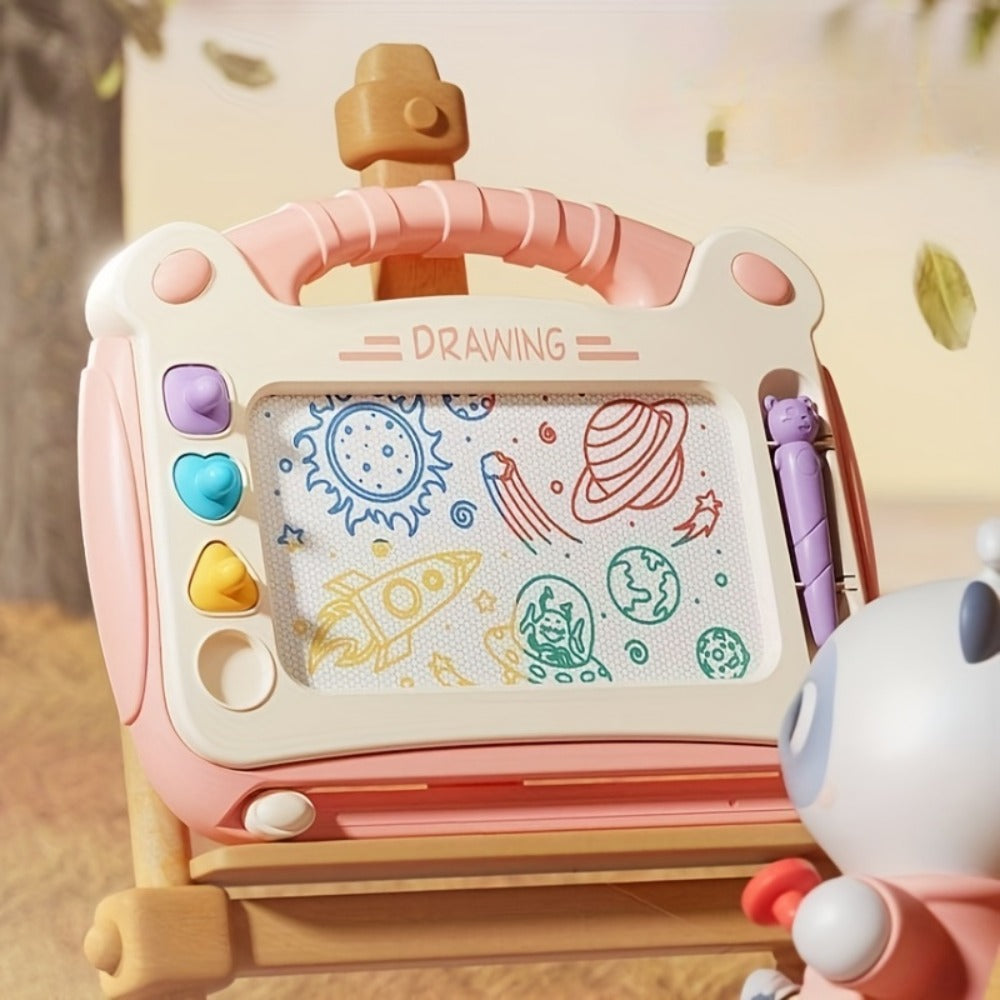 Kids Drawing Board with 4 Stamps 4 Holders and 1 Pen Educational Doodle Board Toy for Boys Girls Toddlers Learning Art Table Desk Birthday Gift