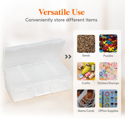 Photo Storage Box with 14 or 18 Inner Keeper Cases in Clear, Black or Multicolor Configurations