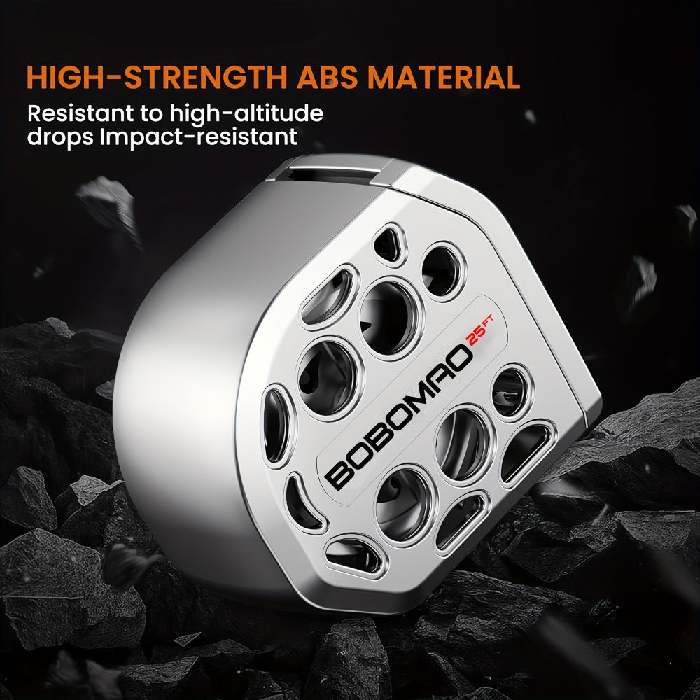 25-Foot Stainless Steel Measuring Tape with Self-Locking Blade, Magnetic Bottom and Hollow Silver ABS Housing
