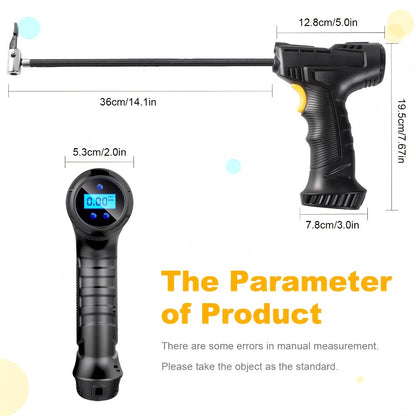 Portable Air Compressor 5200mAh – Wireless Rechargeable Tire Inflator with Digital Pressure Gauge for Car, Bicycle & Ball, Auto Shut-Off, USB Charging, Compact Cordless Air Pump