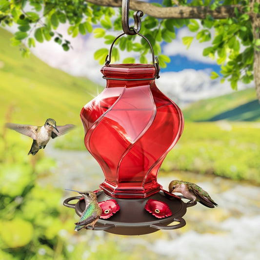 Hummingbird Feeder | Glass Spiral 5 Station Hanging Garden Yard Decor