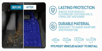 All-Weather Car Floor Mats Full Set, Metallic Chrome Non-Slip Heavy-Duty Universal Fit Floor Liners for Cars SUVs Trucks, Front & Rear Shiny Automotive Carpet Protection in 6 Colors