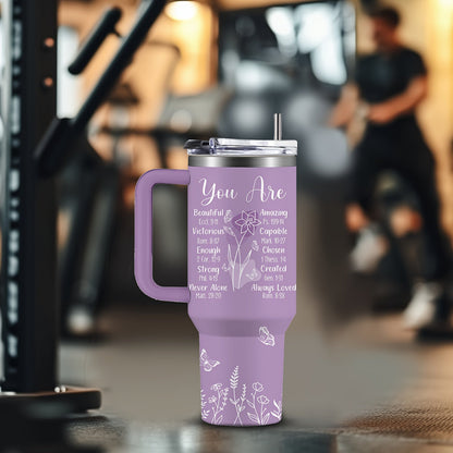 Insulated Tumbler 40oz Faith-Inspired Graphic with Lid and Straw for Desk, Camping and Daily Use
