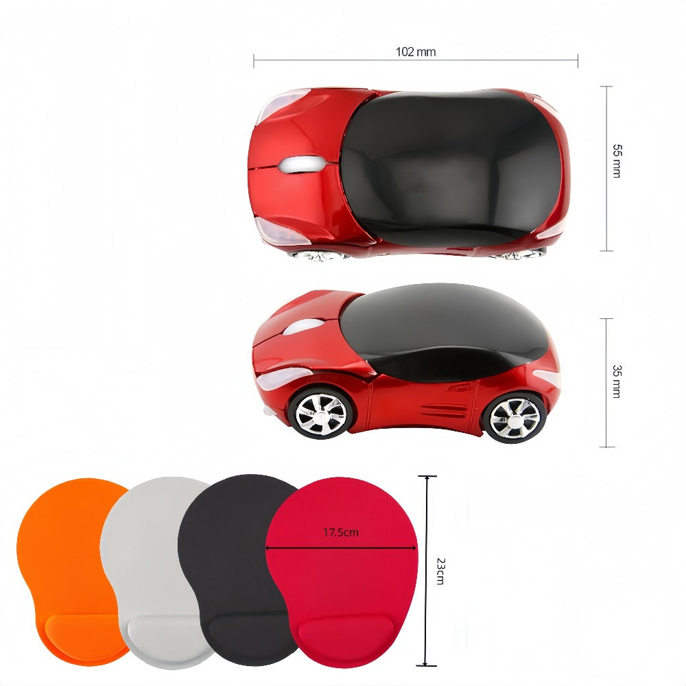 Novelty Car-Shaped Wired USB Optical Computer Mouse in Black or Red for Desktop and Laptop Use
