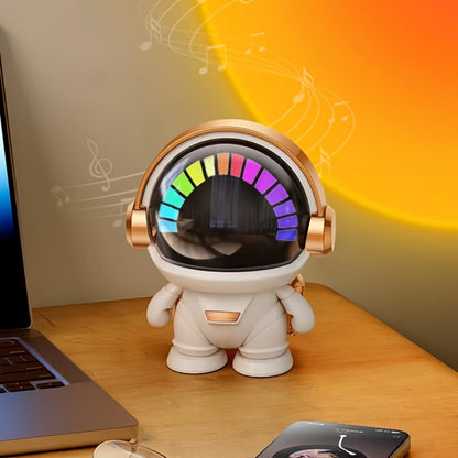 Portable Bluetooth Speaker Astronaut Mini Desktop Design with LED Light and USB Rechargeable Power