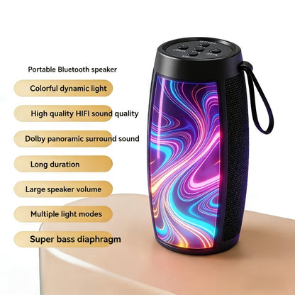 Portable Bluetooth Speaker with 5.1 Surround Sound, Stereo Bass Subwoofer, Dynamic RGB Lighting, Hi-Fi Lossless Audio, Long Battery Life, for PC Tablet Smartphone Parties Travel Entertainment