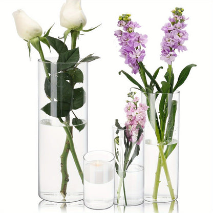 Clear Cylinder Vase Set in Four Heights with Twelve-, Twenty-Four- or Forty-Eight-Piece Quantities