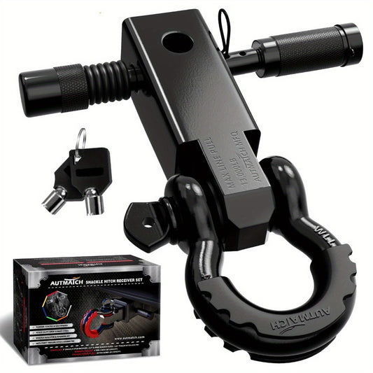 Shackle Hitch Receiver Kit 2 Inch – 45,000 lbs Break Strength, Drop-Forged Steel, Lock Pin & D-Ring, Fits Truck RV ATV Boat, 8 Colors, Towing Recovery Set