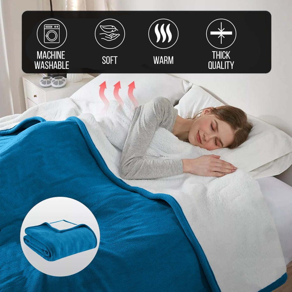 480GSM Sherpa Fleece Blanket – Double-Sided Heavy Warm Throw for Couch, Bed & Travel, Reversible All Season, 13 Colors, 3 Sizes