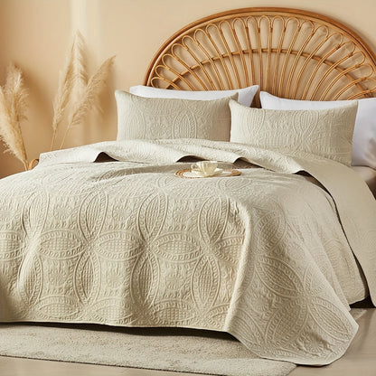 Coin-Pattern Quilt Set in Four Designs, Multiple Colors and Twin, Full-Queen or King-California King Sizes