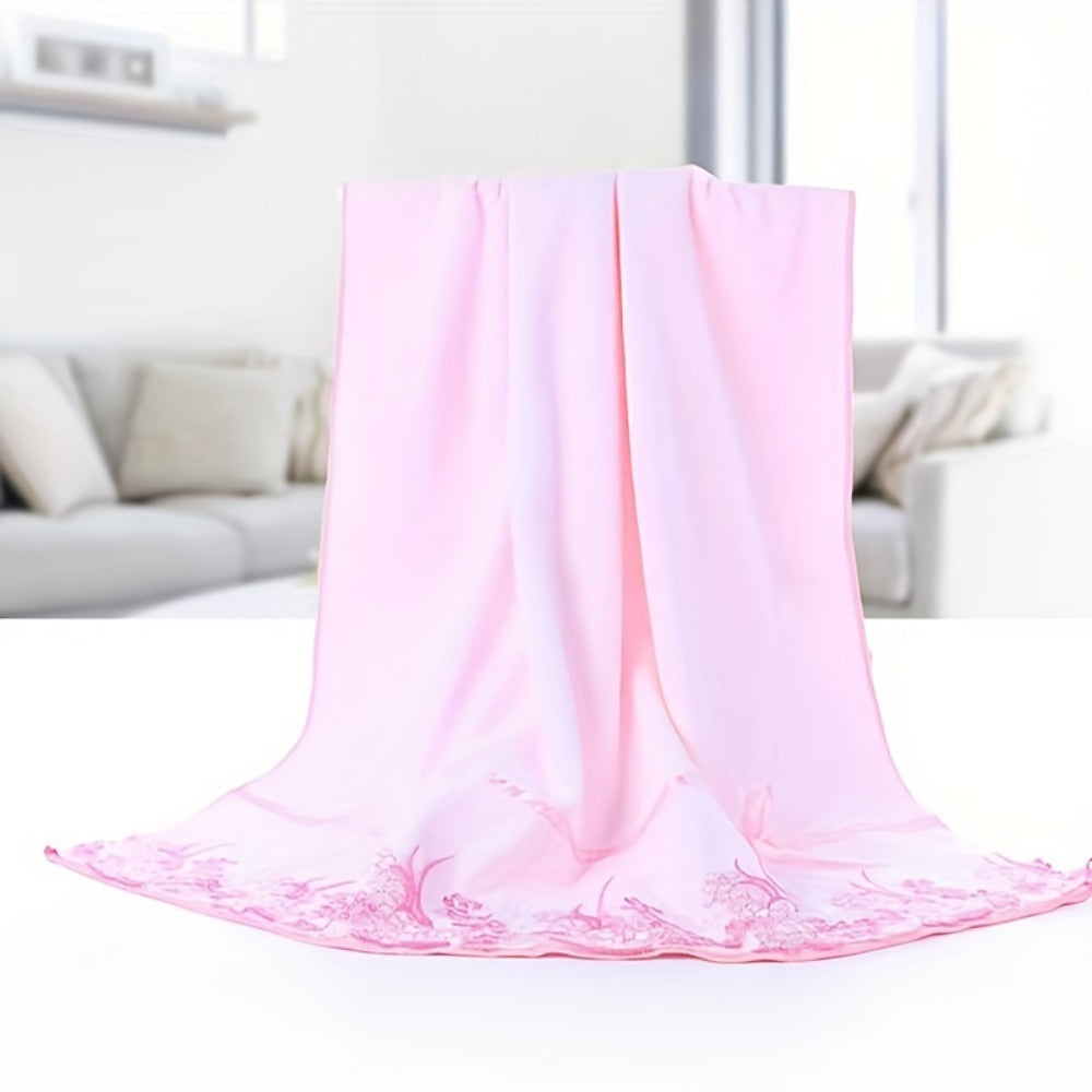 Towel Set 4-Piece 350GSM Lace Embroidery Bath and Hand Towels in Four Elegant Colors for Home and Guest Use