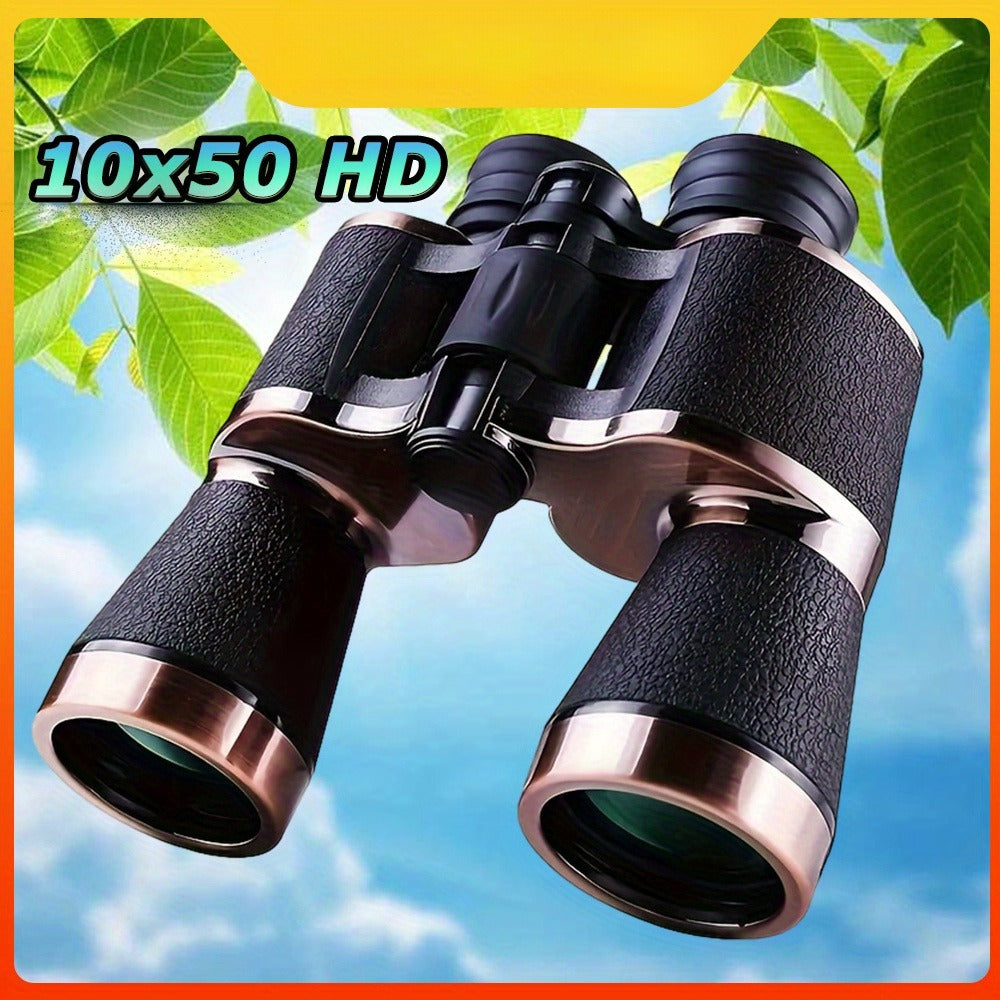 Brown-and-Black 10x50 Binoculars with 26mm Eyepieces, Center Focus Wheel and Textured Hand Grips