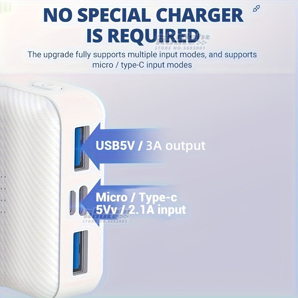 Power Bank 20000mAh 5V/3A for Heated Clothing with Dual USB Output and USB-C/Micro Input for Winter Wear