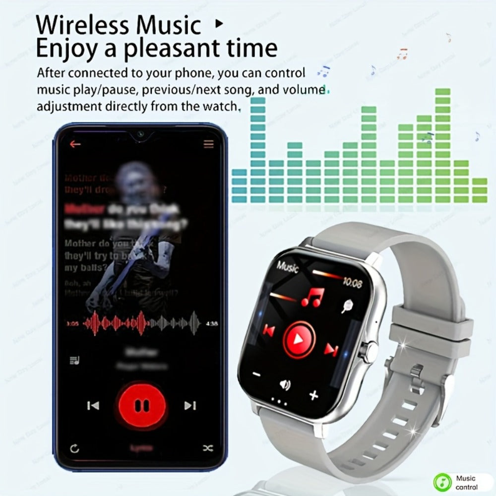 Smartwatch with 3 Straps Set 1.83" Full Touch Screen – Wireless Calling Multi Sport Mode Navigation Remote Camera Music USB Rechargeable for Men Women Black Pink Silver Gold