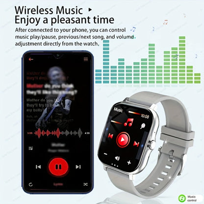 Smartwatch with 3 Straps Set 1.83" Full Touch Screen – Wireless Calling Multi Sport Mode Navigation Remote Camera Music USB Rechargeable for Men Women Black Pink Silver Gold
