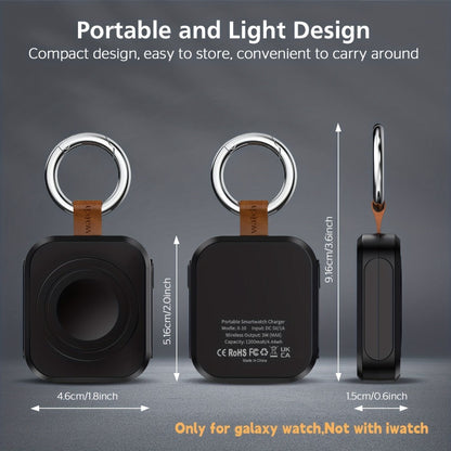 Samsung Galaxy Watch Charger Portable 1200mAh Wireless Fast Charging Power Bank Keychain Compatible Galaxy Watch 8 Ultra 7 6 Classic 5 Pro 4 3 Active 2 – Compact Travel Charger Black White