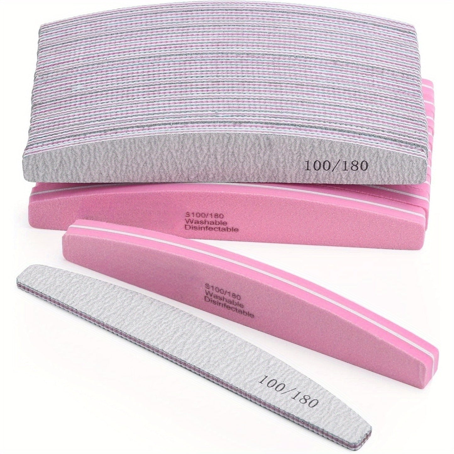 20- or 35-Piece Pink and Purple Nail File and Buffer Set with 100/180 Grit Double-Sided Boards