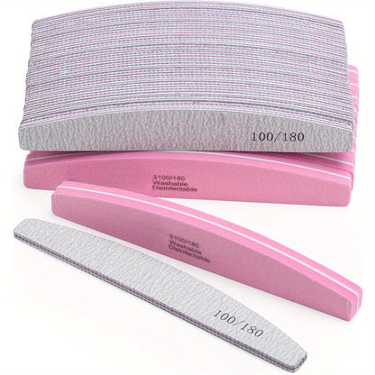 20- or 35-Piece Pink and Purple Nail File and Buffer Set with 100/180 Grit Double-Sided Boards