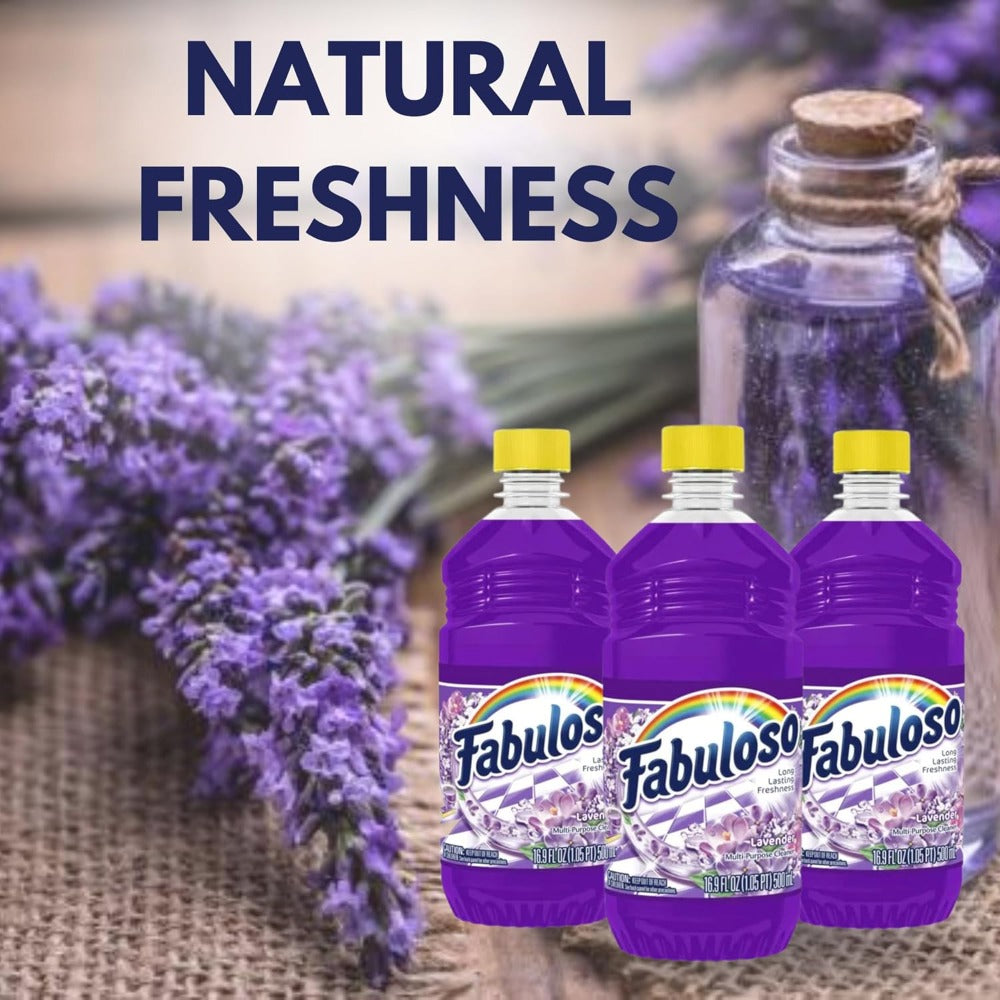 All Purpose Cleaner Lavender Scent 3 Pack (16.9 Fl Oz Each), Fabuloso Multi-Surface Floor Cleaner with Calming Lavender Fragrance – Powerful Dirt & Grime Remover for Floors, Tiles, Bathrooms & Kitchens