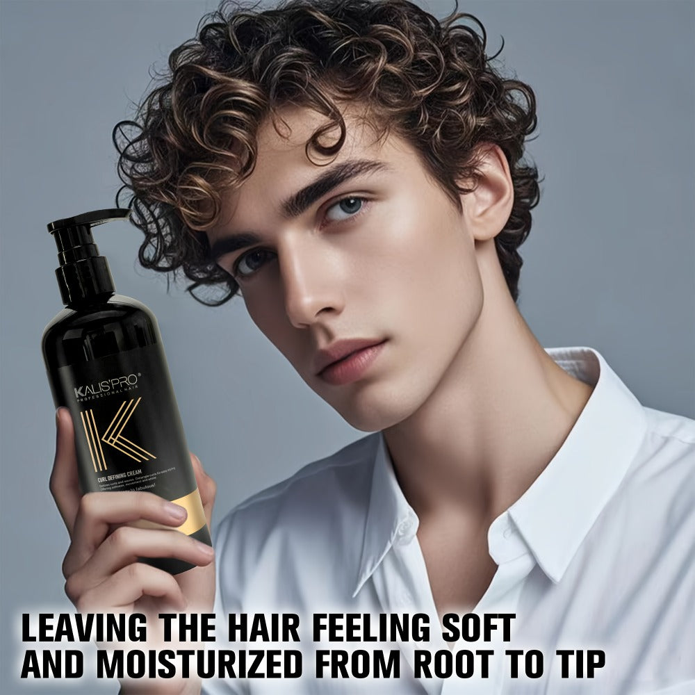 Men's Curl Cream Sulfate-Free 10.14oz - Frizz Control Styling Cream for Wavy & Curly Hair | Controlled Hold, Boosts Shine & Hydration | No Sticky Residue | Curly Guy Method Approved