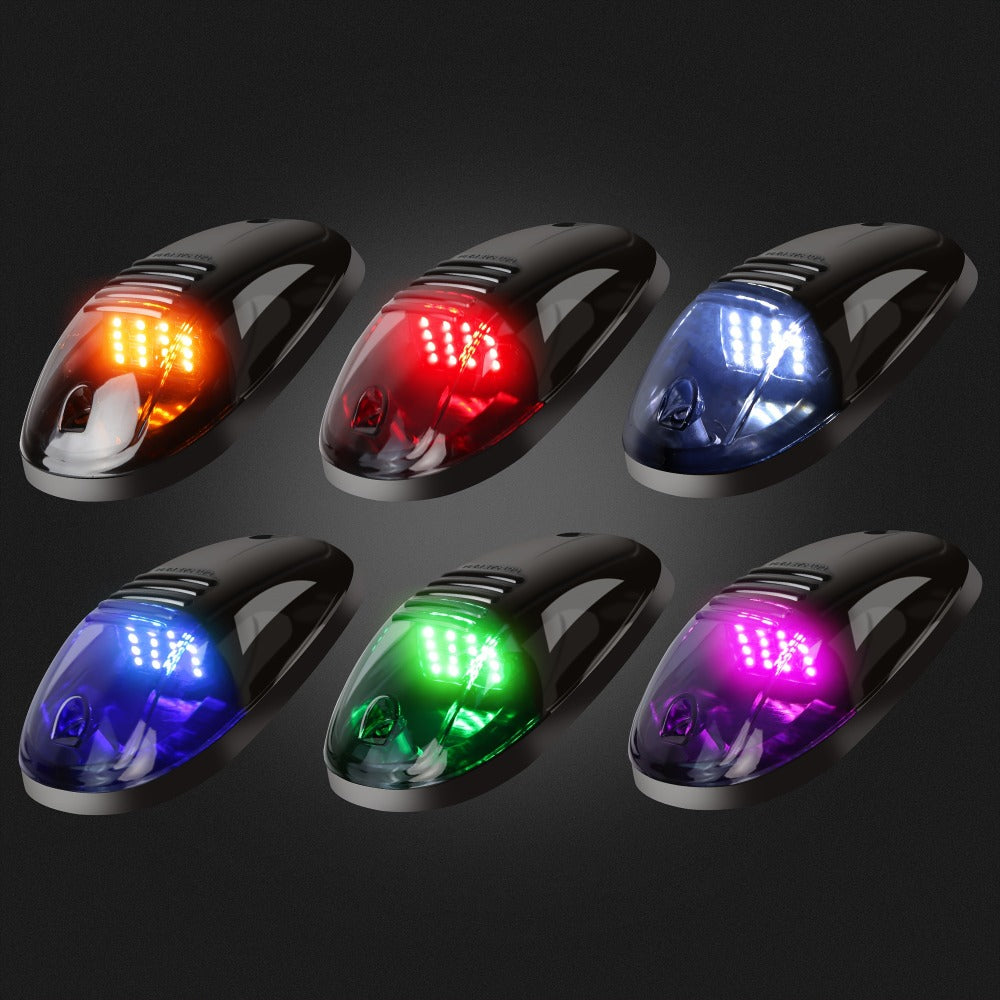 5pcs LED Cab Roof Marker Lights 16/24 LED 12V Super Bright UV-Resistant ABS Lens with Wiring Harness Kit for 2003-2018 Pickup Trucks 1500 2500 3500 4500 5500, White Amber Red Blue Green Purple