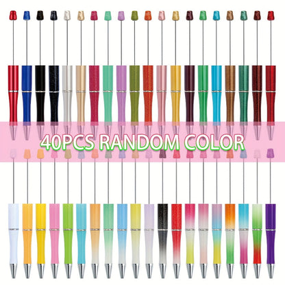 Bulk Beadable Ballpoint Pens with Black Ink, Assorted Random Colors and 40- or 60-Piece Options