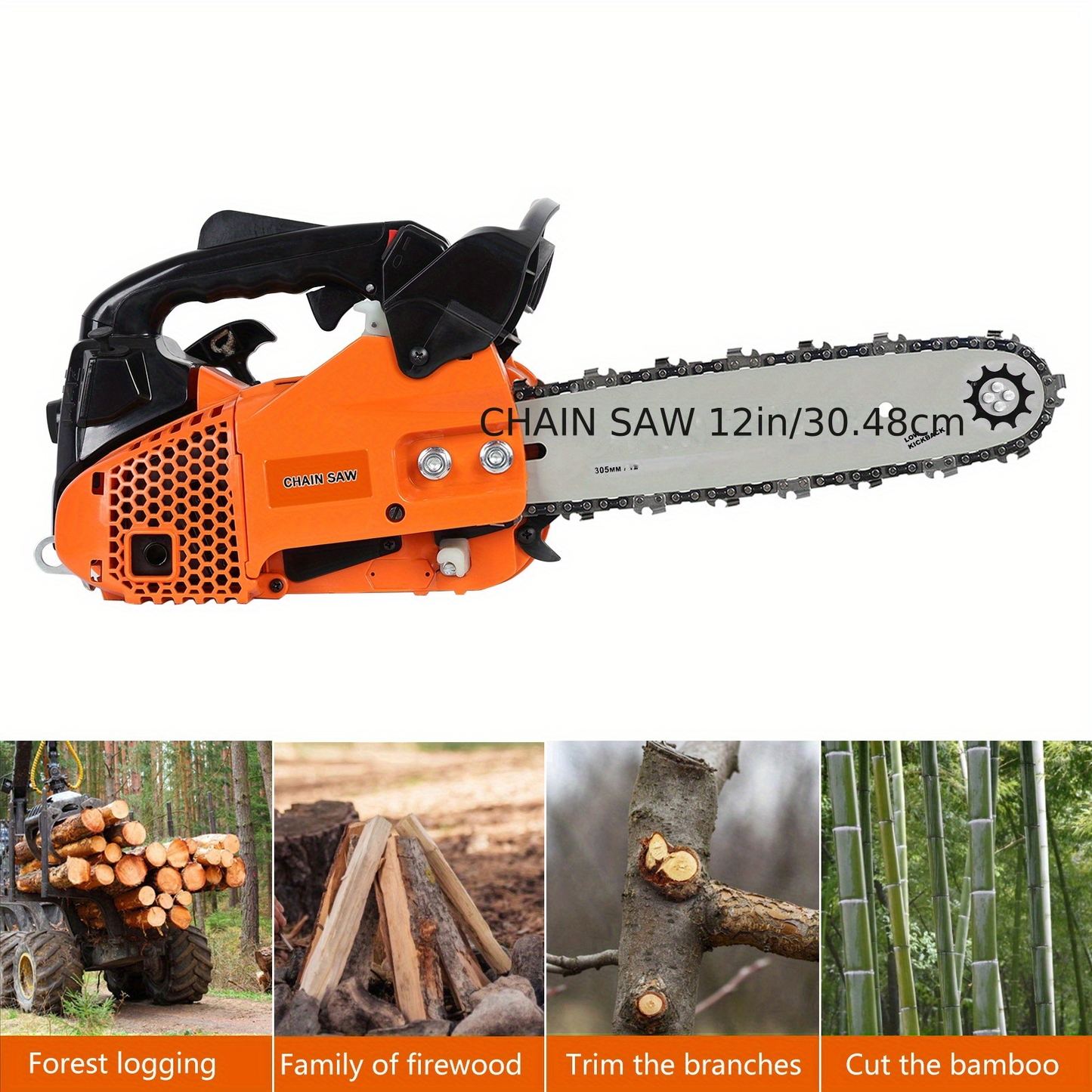 Mini Gas Chainsaw 25.4CC – Portable 2-Stroke Handheld Logging Saw for Garden, Yard & Household Wood Cutting