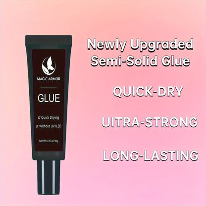 Press On Nail Glue with Remover Kit Super Strong 10g Clear Drying Adhesive for Acrylic False Nails Long Lasting Hold Nail Art Glue and Remover Set Salon Quality at Home