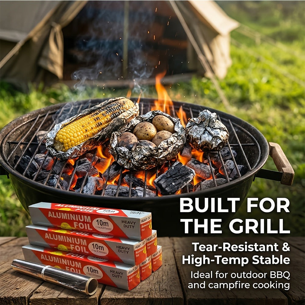 Heavy-Duty Aluminum Foil Roll Set in Six or 12-Roll Options for Baking, Grilling and Food Wrapping