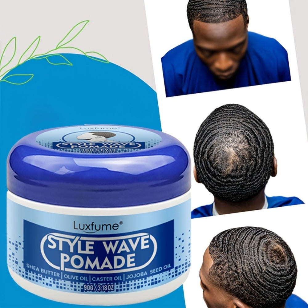Wave Pomade 2-Pack Strong Hold & No Grease for Men - Easy Water Rinse, Perfect for Creating & Reinforcing 360 Waves, Non-Greasy Daily Hair