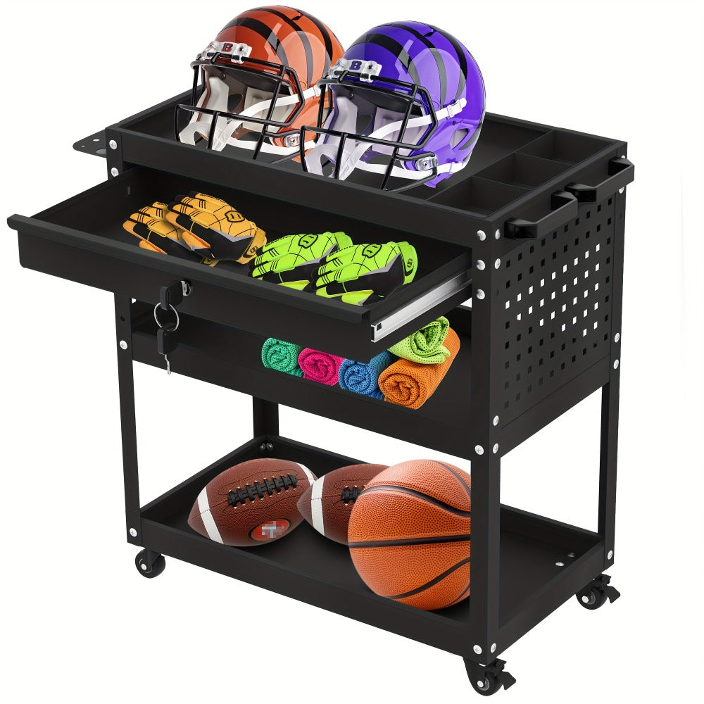 Rolling Tool Cart 3-Layer with Drawers & Screw Box Storage, Heavy-Duty Mechanic Trolley on Wheels for Garage Workshop Repair Shop, 400LBS / 450LBS / 550LBS Load Capacity, Industrial Tool Organizer