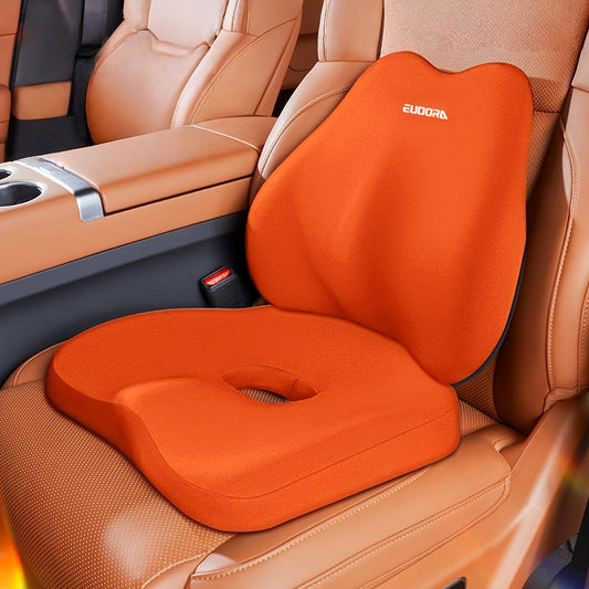 Memory Foam Car Seat Cushion & Back Cushion Set – Ergonomic Lumbar & Hip Support, Non-Slip, Machine Washable, Fits Sedans SUVs Trucks, 3 Colors