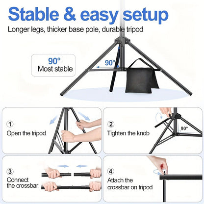 Backdrop Stand EMART 10 x 7-Foot Telescoping Tripod Frame with Adjustable Crossbar and Carry Bag