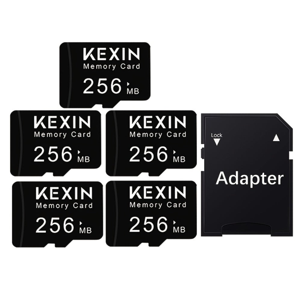 KEXIN MicroSD Memory Card 5-Pack in 128MB, 256MB or 512MB Capacity Options with One Full-Size SD Adapter