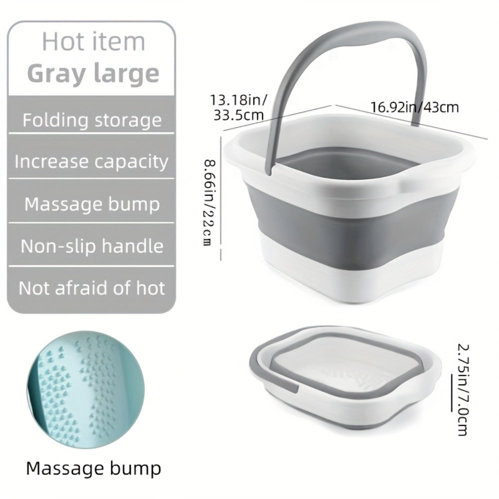 Foldable 3.96-Gallon Foot Bath Basin with Carry Handle, Raised Massage Surface and Four Colors